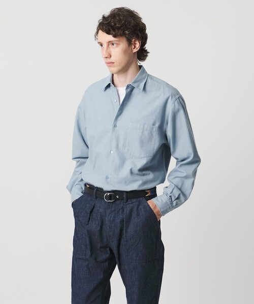 UNITED ARROWS（ユナイテッドアローズ）の「カリビアーナミルズ ブラッシュド レギュラーカラーシャツ（シャツ/ブラウス・メンズ・ライトブルー/ホワイト/ベージュ・M/S/L/XL）」の5枚目の写真