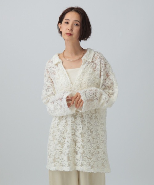 LEPSIM(レプシィム)の「モールレーススキッパーチュニック 611228(Tシャツ/カットソー・レディース・ブラック/アイボリー・FREE)」の2枚目の写真