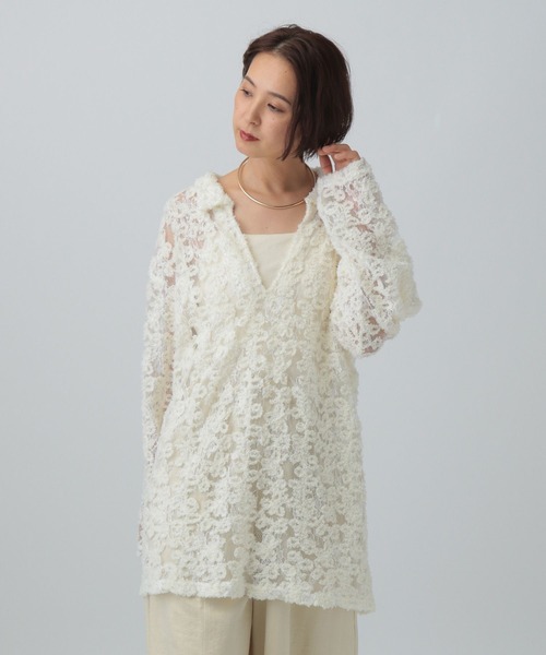 LEPSIM(レプシィム)の「モールレーススキッパーチュニック 611228(Tシャツ/カットソー・レディース・ブラック/アイボリー・FREE)」の3枚目の写真