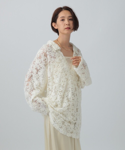 LEPSIM(レプシィム)の「モールレーススキッパーチュニック 611228(Tシャツ/カットソー・レディース・ブラック/アイボリー・FREE)」の4枚目の写真