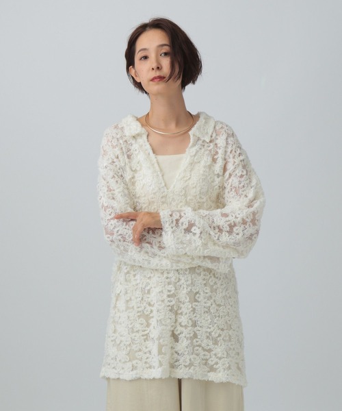 LEPSIM(レプシィム)の「モールレーススキッパーチュニック 611228(Tシャツ/カットソー・レディース・ブラック/アイボリー・FREE)」の5枚目の写真