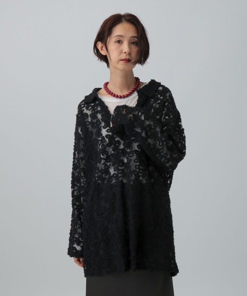 LEPSIM(レプシィム)の「モールレーススキッパーチュニック 611228(Tシャツ/カットソー・レディース・ブラック/アイボリー・FREE)」の9枚目の写真