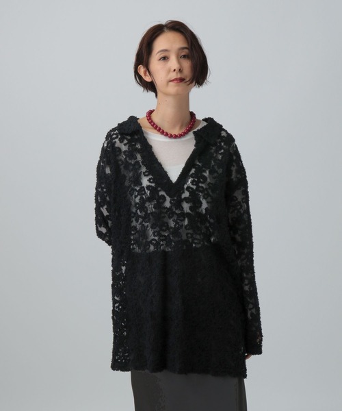 LEPSIM(レプシィム)の「モールレーススキッパーチュニック 611228(Tシャツ/カットソー・レディース・ブラック/アイボリー・FREE)」の10枚目の写真