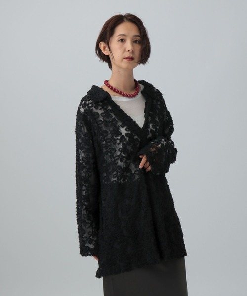 LEPSIM(レプシィム)の「モールレーススキッパーチュニック 611228(Tシャツ/カットソー・レディース・ブラック/アイボリー・FREE)」の11枚目の写真