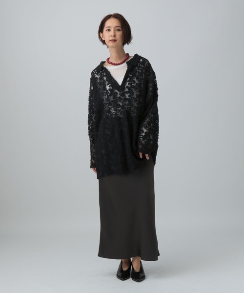 LEPSIM(レプシィム)の「モールレーススキッパーチュニック 611228(Tシャツ/カットソー・レディース・ブラック/アイボリー・FREE)」の12枚目の写真