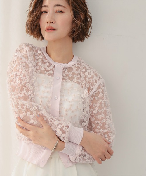 UR'S(ユアーズ)の「フラワーレースシアーカーディガン(カーディガン/ボレロ・レディース・ライトイエロー/ライトピンク/ホワイト・L/M/S)」の17枚目の写真
