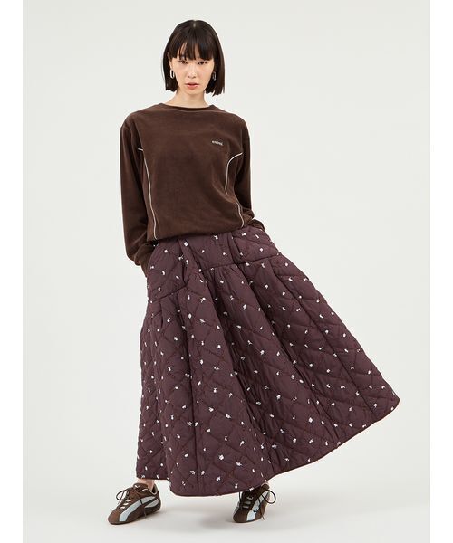 emmi（エミ）の「パイピングデザインベロアトップス（Tシャツ/カットソー・レディース・ブラウン/アイボリー/ライトブルー・F）」の13枚目の写真