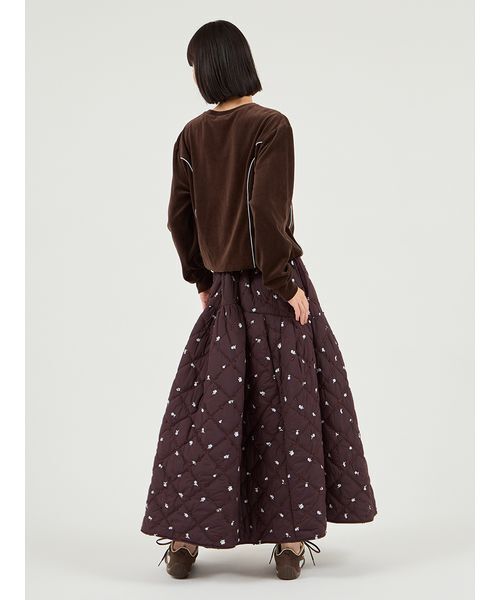 emmi（エミ）の「パイピングデザインベロアトップス（Tシャツ/カットソー・レディース・ブラウン/アイボリー/ライトブルー・F）」の15枚目の写真