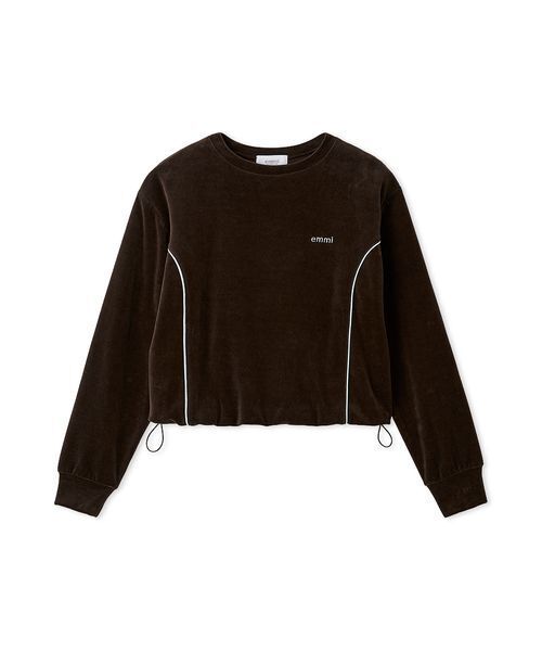 emmi（エミ）の「パイピングデザインベロアトップス（Tシャツ/カットソー・レディース・ブラウン/アイボリー/ライトブルー・F）」の19枚目の写真