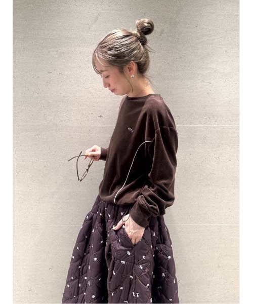 セール】パイピングデザインベロアトップス（Tシャツ/カットソー