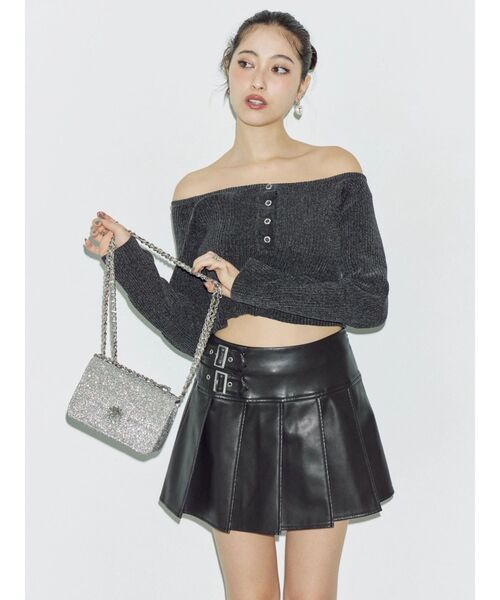 EVRIS（エヴリス）の「ヴィンテージライクプリーツミニスカート【セットアップ着用可能】（スカート・レディース・ブラック/ブラウン・SMALL/MEDIUM）」の7枚目の写真