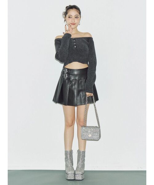 EVRIS（エヴリス）の「ヴィンテージライクプリーツミニスカート【セットアップ着用可能】（スカート・レディース・ブラック/ブラウン・SMALL/MEDIUM）」の10枚目の写真