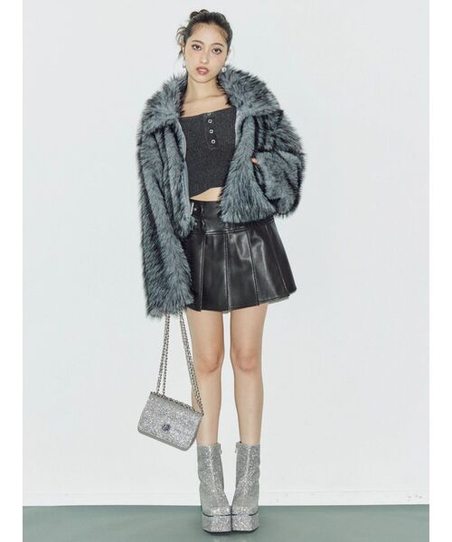 EVRIS（エヴリス）の「ヴィンテージライクプリーツミニスカート【セットアップ着用可能】（スカート・レディース・ブラック/ブラウン・SMALL/MEDIUM）」の11枚目の写真