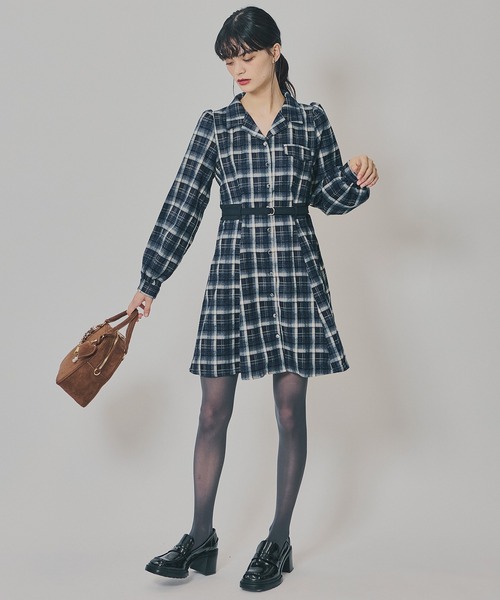 REDYAZEL(レディアゼル)の「ウエストベルトチェックミニワンピース(ワンピース・レディース・レッド系その他/ブルー系その他/ブラック系その他・FREE)」の7枚目の写真