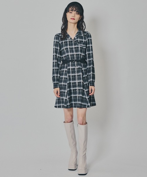 ウエストベルトチェックミニワンピース（ワンピース）｜REDYAZEL