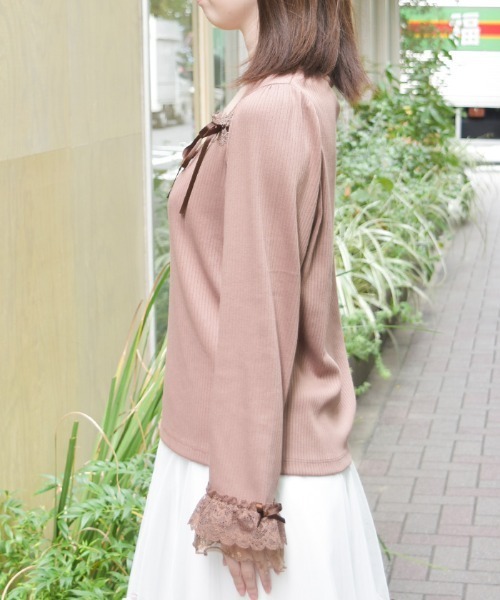 axes femme(アクシーズファム)の「リボン付スクエアネックPO(Tシャツ/カットソー・レディース・ホワイト/モカ/ミント・FREE)」の5枚目の写真