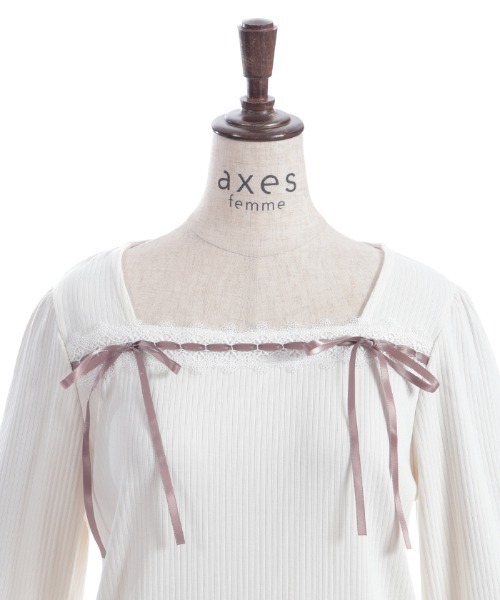 axes femme(アクシーズファム)の「リボン付スクエアネックPO(Tシャツ/カットソー・レディース・ホワイト/モカ/ミント・FREE)」の15枚目の写真