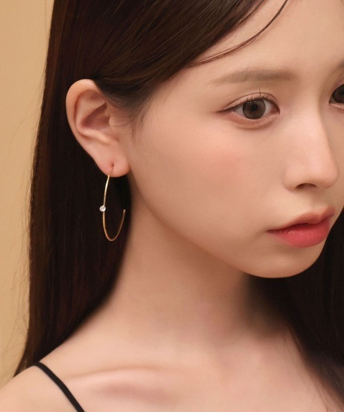 CEMONEMO(セモネモ)の「【金属アレルギー対応】ジルコニア ビッグ フープ ピアス / サージカルステンレス(ピアス(両耳用)・レディース・シルバー/ゴールド・FREE)」の12枚目の写真
