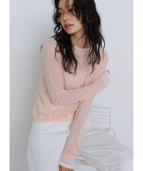 Shelly island(シェリーアイランド)の「パワーメッシュロンT(Tシャツ/カットソー・レディース・ホワイト/ブラック/グレー/ピンク・FREE)」の4枚目の写真