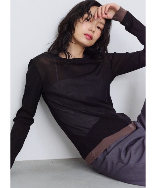Shelly island(シェリーアイランド)の「パワーメッシュロンT(Tシャツ/カットソー・レディース・ホワイト/ブラック/グレー/ピンク・FREE)」の2枚目の写真