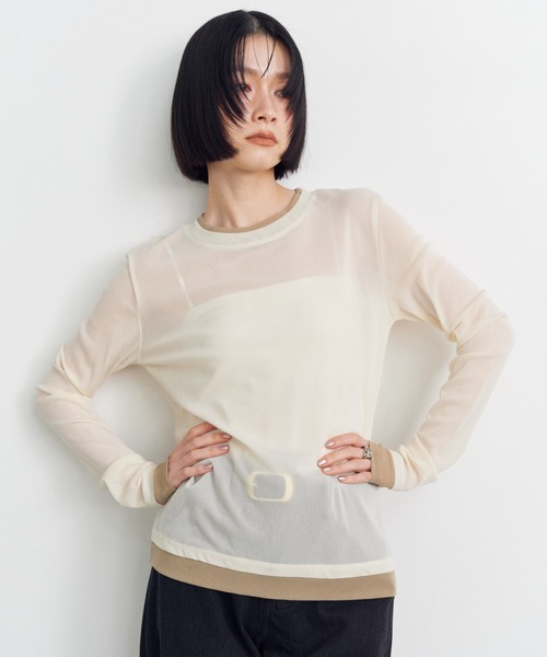Shelly island(シェリーアイランド)の「パワーメッシュロンT(Tシャツ/カットソー・レディース・ホワイト/ブラック/グレー/ピンク・FREE)」の11枚目の写真