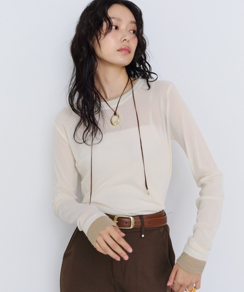 Shelly island(シェリーアイランド)の「パワーメッシュロンT(Tシャツ/カットソー・レディース・ホワイト/ブラック/グレー/ピンク・FREE)」の7枚目の写真