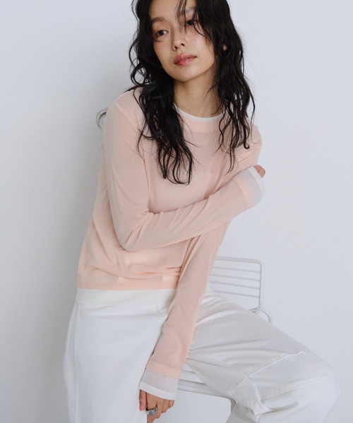 Shelly island(シェリーアイランド)の「パワーメッシュロンT(Tシャツ/カットソー・レディース・ホワイト/ブラック/グレー/ピンク・FREE)」の18枚目の写真