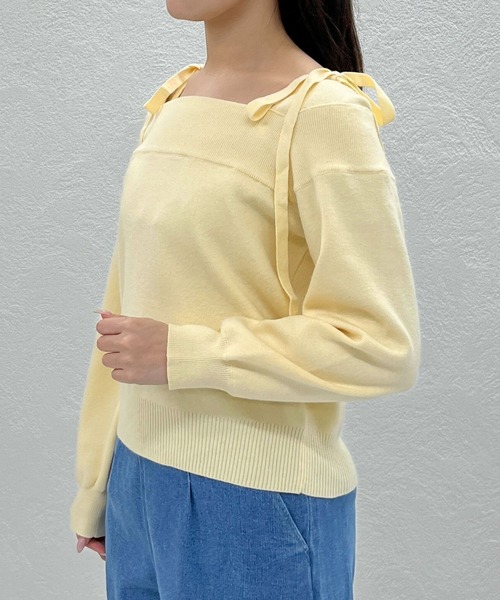 31 Sons de mode（トランテアン　ソン　ドゥ　モード）の「2025秋冬新作 レースオフショルダーニット（ニット/セーター・レディース・グレー/オフホワイト/イエロー・ﾌﾘ-）」の19枚目の写真