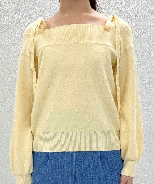 31 Sons de mode（トランテアン　ソン　ドゥ　モード）の「2025秋冬新作 レースオフショルダーニット（ニット/セーター・レディース・グレー/オフホワイト/イエロー・ﾌﾘ-）」の20枚目の写真