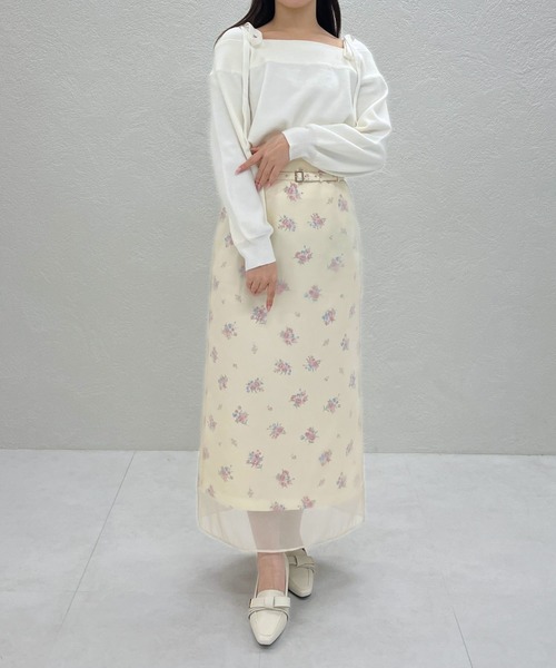 31 Sons de mode（トランテアン　ソン　ドゥ　モード）の「2025秋冬新作 レースオフショルダーニット（ニット/セーター・レディース・グレー/オフホワイト/イエロー・ﾌﾘ-）」の6枚目の写真