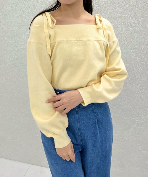 31 Sons de mode（トランテアン　ソン　ドゥ　モード）の「2025秋冬新作 レースオフショルダーニット（ニット/セーター・レディース・グレー/オフホワイト/イエロー・ﾌﾘ-）」の15枚目の写真