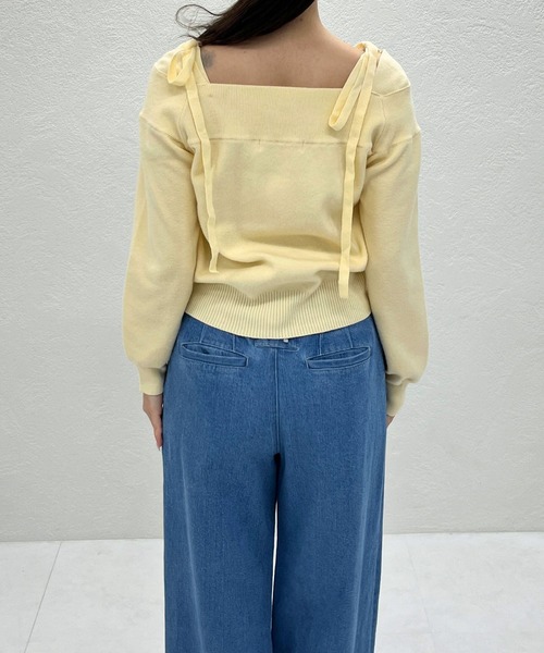 31 Sons de mode（トランテアン　ソン　ドゥ　モード）の「2025秋冬新作 レースオフショルダーニット（ニット/セーター・レディース・グレー/オフホワイト/イエロー・ﾌﾘ-）」の18枚目の写真