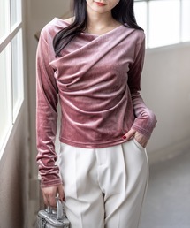 CLEAR BASIC | ベロアドレープトップス[大人 フェミニン 上品]≪AW新作≫(Tシャツ/カットソー)