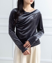 CLEAR BASIC | ベロアドレープトップス[大人 フェミニン 上品]≪AW新作≫(Tシャツ/カットソー)