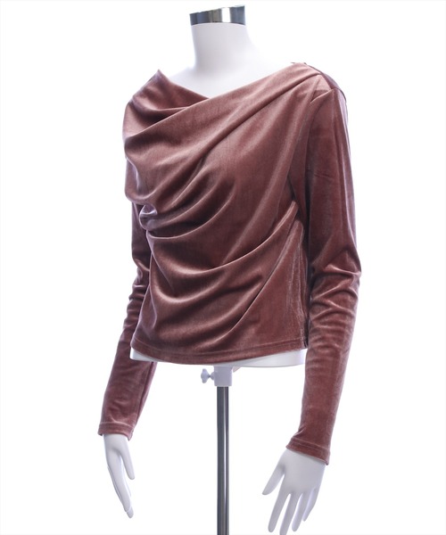 CLEAR BASIC（クリアベーシック）の「ベロアドレープトップス[大人 フェミニン 上品]≪AW新作≫（Tシャツ/カットソー・レディース・ライトベージュ/チャコールグレー/モカ/ピンク・F）」の13枚目の写真