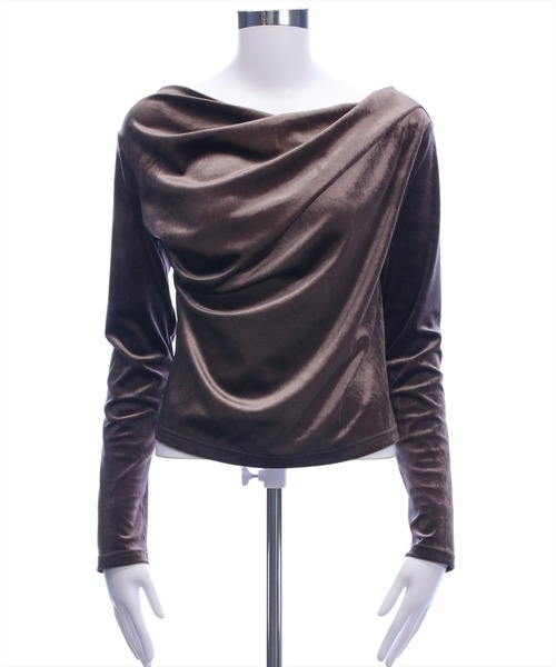 CLEAR BASIC（クリアベーシック）の「ベロアドレープトップス[大人 フェミニン 上品]≪AW新作≫（Tシャツ/カットソー・レディース・ライトベージュ/チャコールグレー/モカ/ピンク・F）」の21枚目の写真