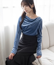 CLEAR BASIC（クリアベーシック）の「ベロアドレープトップス[大人 フェミニン 上品]≪AW新作≫（Tシャツ/カットソー）」