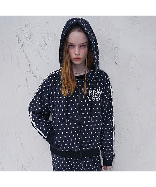 Polka Play Dot Hoody Zip-up BLACK