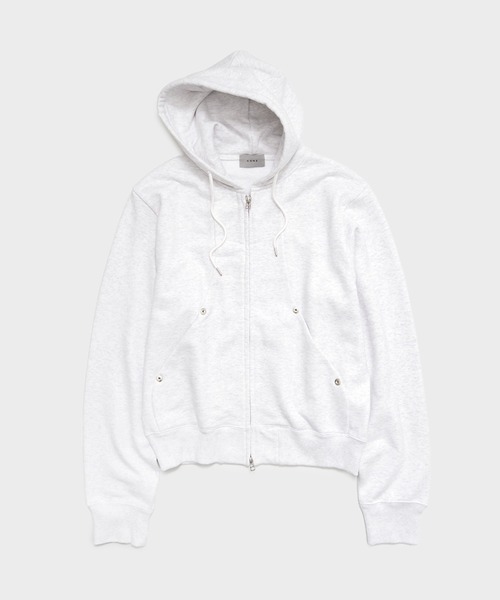 CONZ（コンズ）の「SHORT ZIP HOODIE/ショートジップフーディー/スウェット/冷房対策/NVRFRGT/CONZ（パーカー・メンズ・ホワイト/グレー/ブラック・1/3/2）」の9枚目の写真