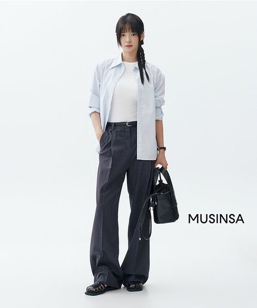MUSINSA STANDARD WOMAN（ムシンサスタンダードウーマン）の「ウィメンズクールタッチロウェイストディープタックワイドスラックス[ダークグレー]（スラックス・レディース・その他・26/27/28/29/34/32/30/31/24/25）」の6枚目の写真