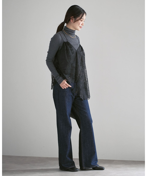 Noble（ノーブル）の「《追加》ラッセルレースギャザーキャミ（キャミソール・レディース・アイボリー/ブラック・FREE）」の5枚目の写真