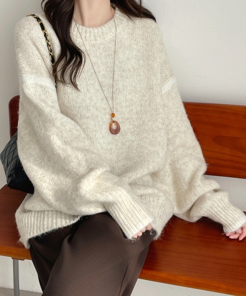 ABITOKYO(アビトーキョー)の「袖パイピングクルーネックニットプルオーバー(ニット/セーター・レディース・グレー/アイボリー/モカ・FREE)」の21枚目の写真