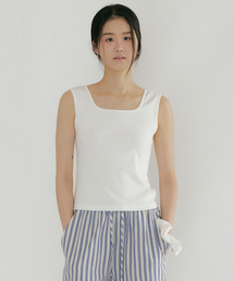 LINGSEOUL（リングソウル）の「square neck sleeveless top-ivory（Tシャツ/カットソー・レディース）」
