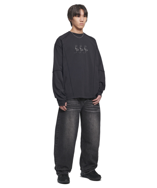NOMANUAL(NOMANUAL)の「SLASH LONG SLEEVE TEE - WASHED BLACK(Tシャツ/カットソー・レディース・その他・SMALL/MEDIUM/LARGE/X-LARGE)」の3枚目の写真