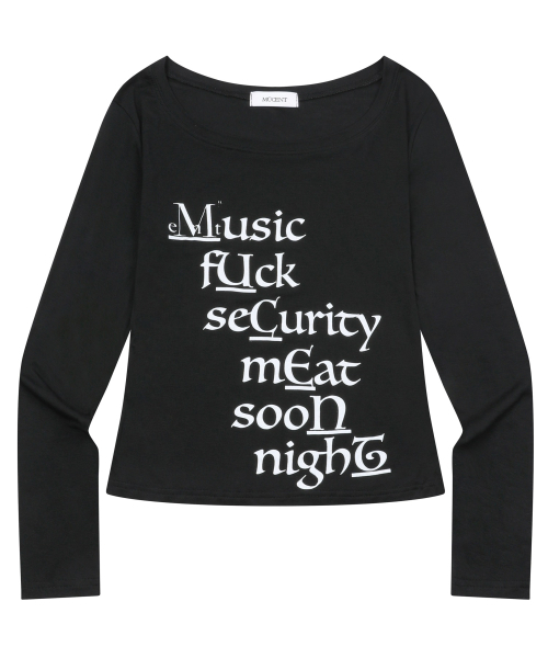 MUCENT(ムセント)の「タイパーレタリングUネックロングスリーブT(Tシャツ/カットソー・レディース・ブラック・FREE)」の1枚目の写真