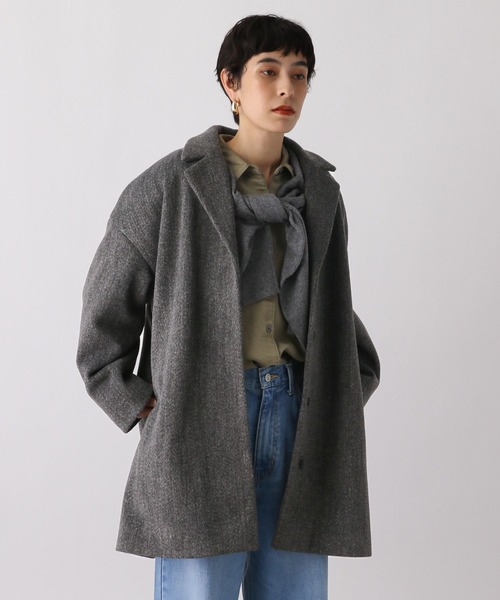 studio CLIP(スタディオクリップ)の「《ウタオ》テーラードコート(チェスターコート・レディース・ベージュ/チャコール/ライトグレー・FREE)」の3枚目の写真