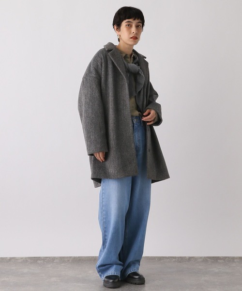 studio CLIP(スタディオクリップ)の「《ウタオ》テーラードコート(チェスターコート・レディース・ベージュ/チャコール/ライトグレー・FREE)」の10枚目の写真