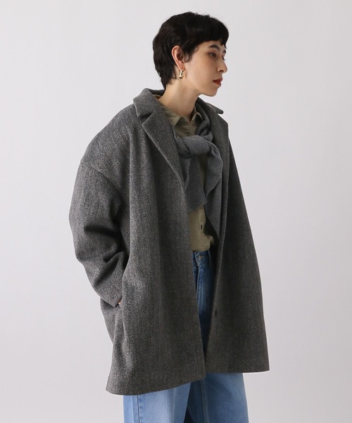 studio CLIP(スタディオクリップ)の「《ウタオ》テーラードコート(チェスターコート・レディース・ベージュ/チャコール/ライトグレー・FREE)」の14枚目の写真