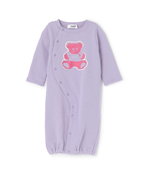 X-girl Stages（エックスガールステージス）の「ベアプリントスウェット2WAYオール（ロンパース・キッズ・ラベンダー/アイボリー・50-70cm）」の11枚目の写真