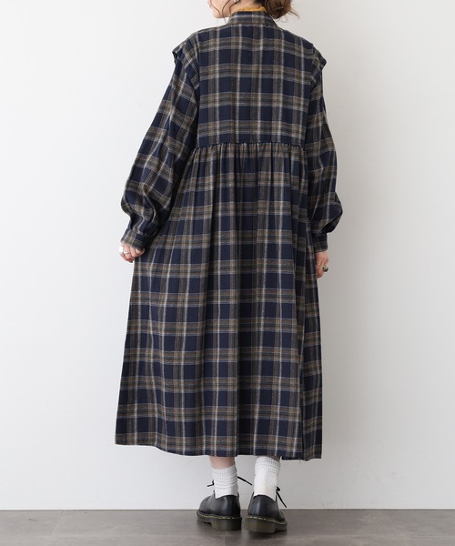 A.N.L(エーエヌエル レーベル)の「A.N.L タータンチェック柄前開きワンピース(シャツワンピース・レディース・ブラック/ネイビー・38)」の10枚目の写真
